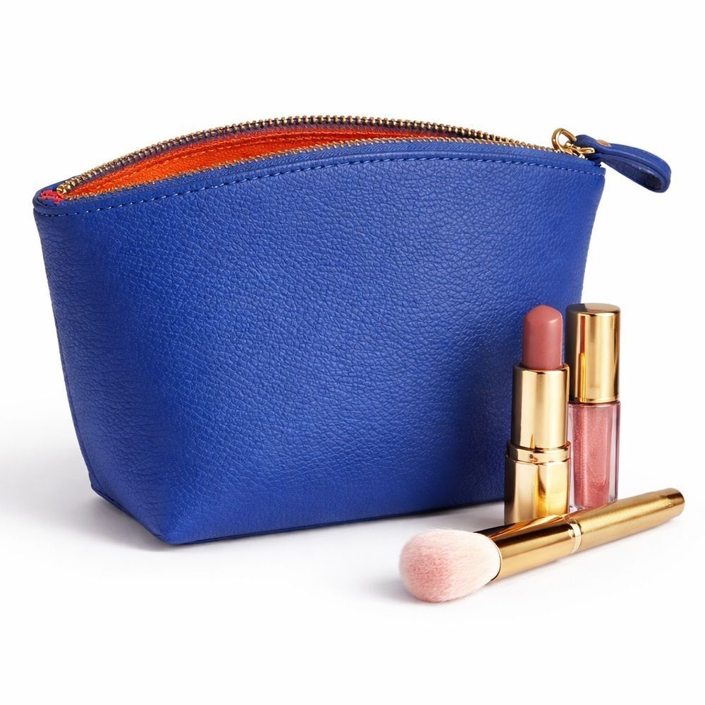 💙J’da Palm Beach Pebbled Leather Make-Up & Cosmetic Pouch- Colbalt Blue NWOT